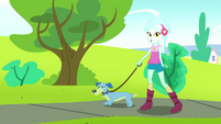 Lyra Heartstrings walks a dog through the park SS14