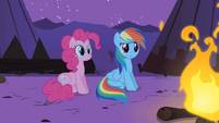 Pinkie Pie and Dash listening to Spike S1E21