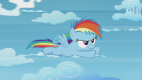 Rainbow Dash soars through the cloud course S5E25