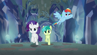 Rarity, Dash, and Sandbar continue running S8E22