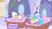 Rarity and Fluttershy getting a horn filing S1E20