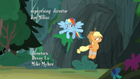 Applejack hopping into the cave S7E16