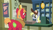 Big Mac giving Derpy a package to mail S8E10
