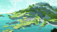 Bird's-eye view of Rockhoof's island S8E21