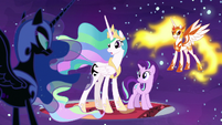Celestia and Starlight trapped by Nightmare Moon and Daybreaker S7E10
