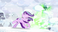 Chrysalis blasts the snow near Starlight S9E24