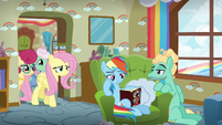 Fluttershy and her parents return from the next room S6E11