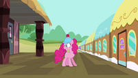 Pinkie Pie in front of train door S2E24