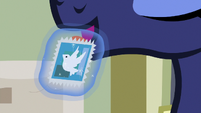 Princess Luna licking the stamp S9E13