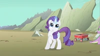 Rarity with a cute expression.