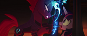 Tempest surging her magic on Twilight's cage MLPTM