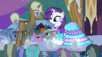 Trenderhoof giving Rarity a rose S4E13