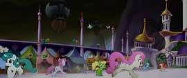 Ponies running around Canterlot in terror MLPTM