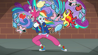 Rainbow Dash in front of Crystal Rainbooms' graffiti SS13