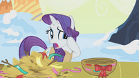 Rarity alarmed by Twilight's nest-making S1E11