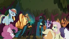 คริสซษลิสที่กำลังทะเลาะกับ mane 6 ตัวปลอม