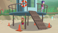 Sunset Shimmer under a lifeguard station EGFF