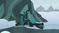 Chrysalis lying on the ground in pain S9E8