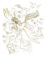 Original sketch by Lauren Faust of the Alicorn who later appeared on a WeLoveFine T-shirt.