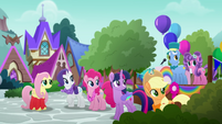 Main ponies watching the butterflies MLPRR