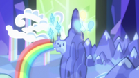 Pinkie and Rarity's cutie marks float over Canterlot S6E12