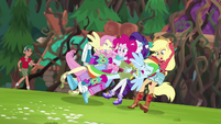 Rainbow Dash crashing into her friends EG4