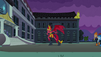 Demon Sunset Shimmer in front of the school EG