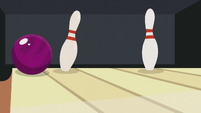 Dr. Hooves' ball taps one of the bowling pin S5E9