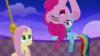 Pinkie Pie singing on top of the screen MLPRR