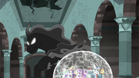 Pony of Shadows circles around the ponies' barrier S7E26