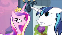 Shining Armor pulling off a perfect ear drop.