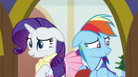 Rarity and Rainbow Dash looking nervous S8E17