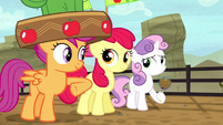 Scootaloo nudges Apple Bloom S5E6