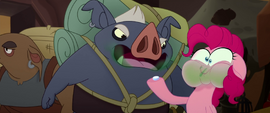 Pig creature belching in Pinkie Pie's face MLPTM