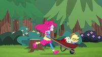 Pinkie pushing AJ in the wheelbarrow CYOE15b