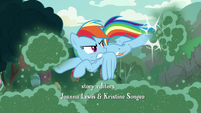 Rainbow Dash kicking the Fly-der swarm away S7E16