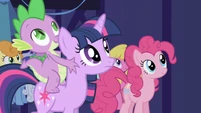 Twilight, Pinkie, and Spike awaiting for the celebration S1E01