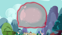 Trixie places a large dome over Ponyville to lock out Twilight.