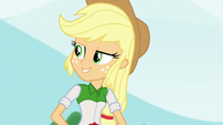 Applejack glancing at the parking lot EGS1