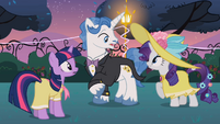 Rarity, interrupting Twilight and Fancy Pants' conversation.