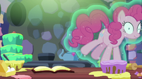 Pinkie Pie floating out of the kitchen S6E21
