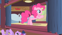 Pinkie Pie looking outside the window at buffalo S1E21