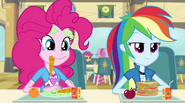 Rainbow and Pinkie listen to Sunset EG2