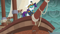 Rarity stands at the bow of the ship S6E22