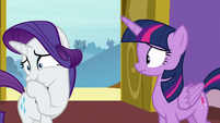 Rarity talking through her fake cough S9E19