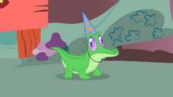 Gummy with a party hat S1E25