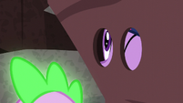 Twilight looking through the eyehole on the "rock" S6E5