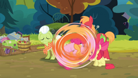 Pinkie Pie and Applejack rolling S4E09