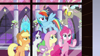 Ponies and Spike look mad at Discord S9E17