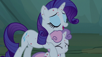 Rarity holding Sweetie Belle close S7E16